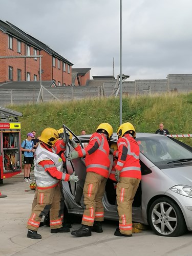 Road traffic collision rescue live demonstration