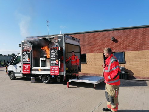 Chip pan fire live demonstration