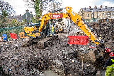 Littleborough station refurbishment - image shows digger in station grounds