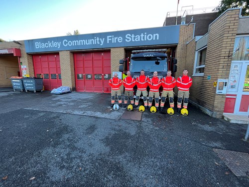 GMFRS’s firefighters from Blackley station during the last parade at Blackley station before renovation.