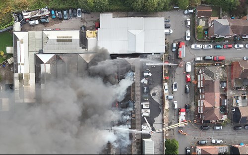 An overhead image of a smoke plume